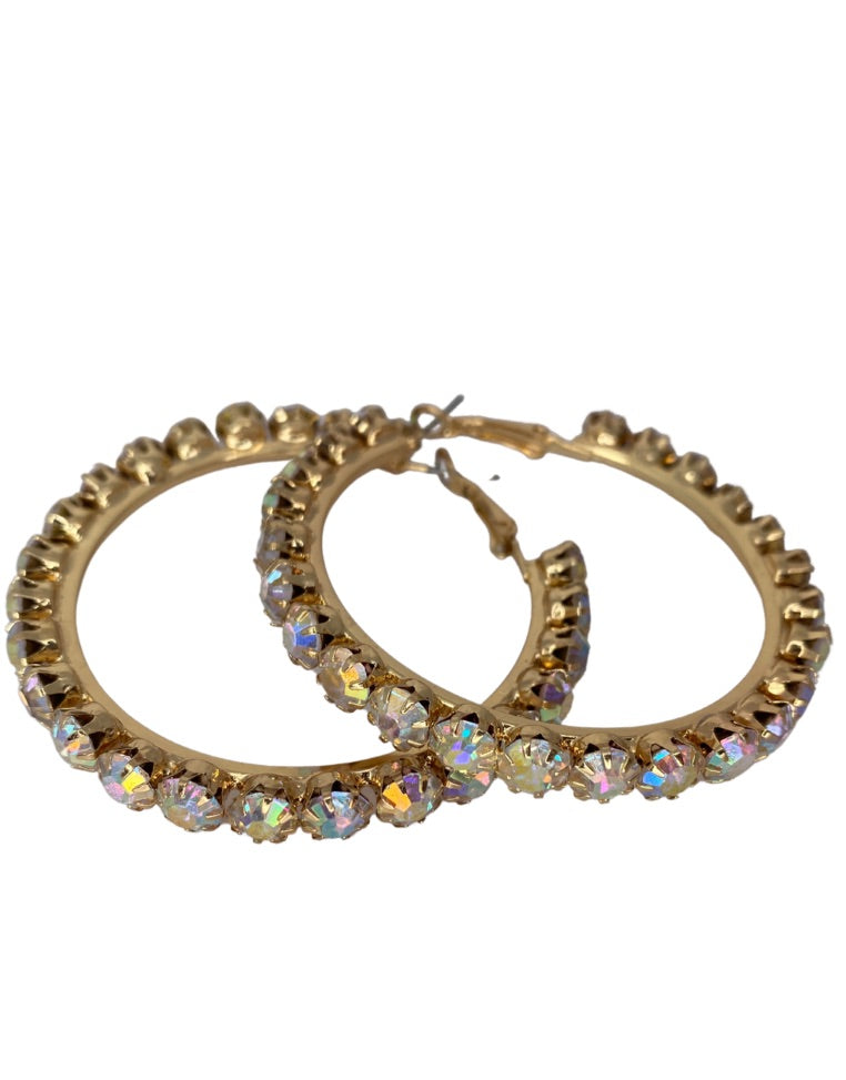 CRYSTAL BEADS HOOP EARRINGS